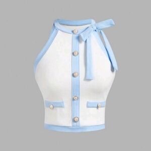 SHEIN Blue and White Tank Top